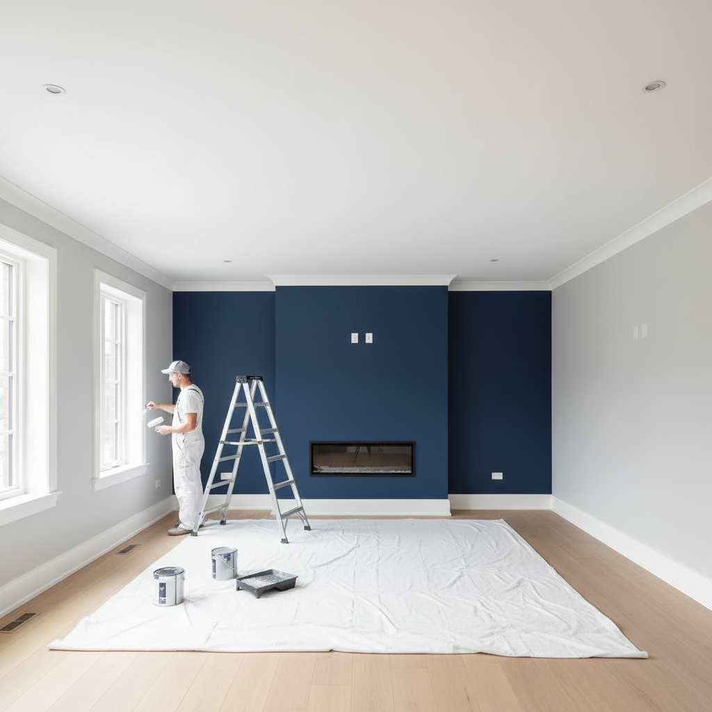 Teal accent wall