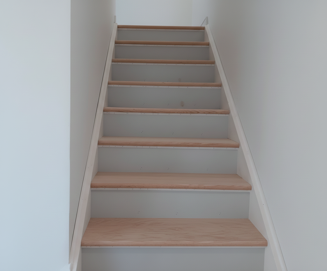 Natural pine staircase